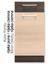 Virtuvės komplektas Modena 260 cm, šviesi Rijeka / tamsi Rijeka - fasado spalvos ir apdailos pavyzdys
