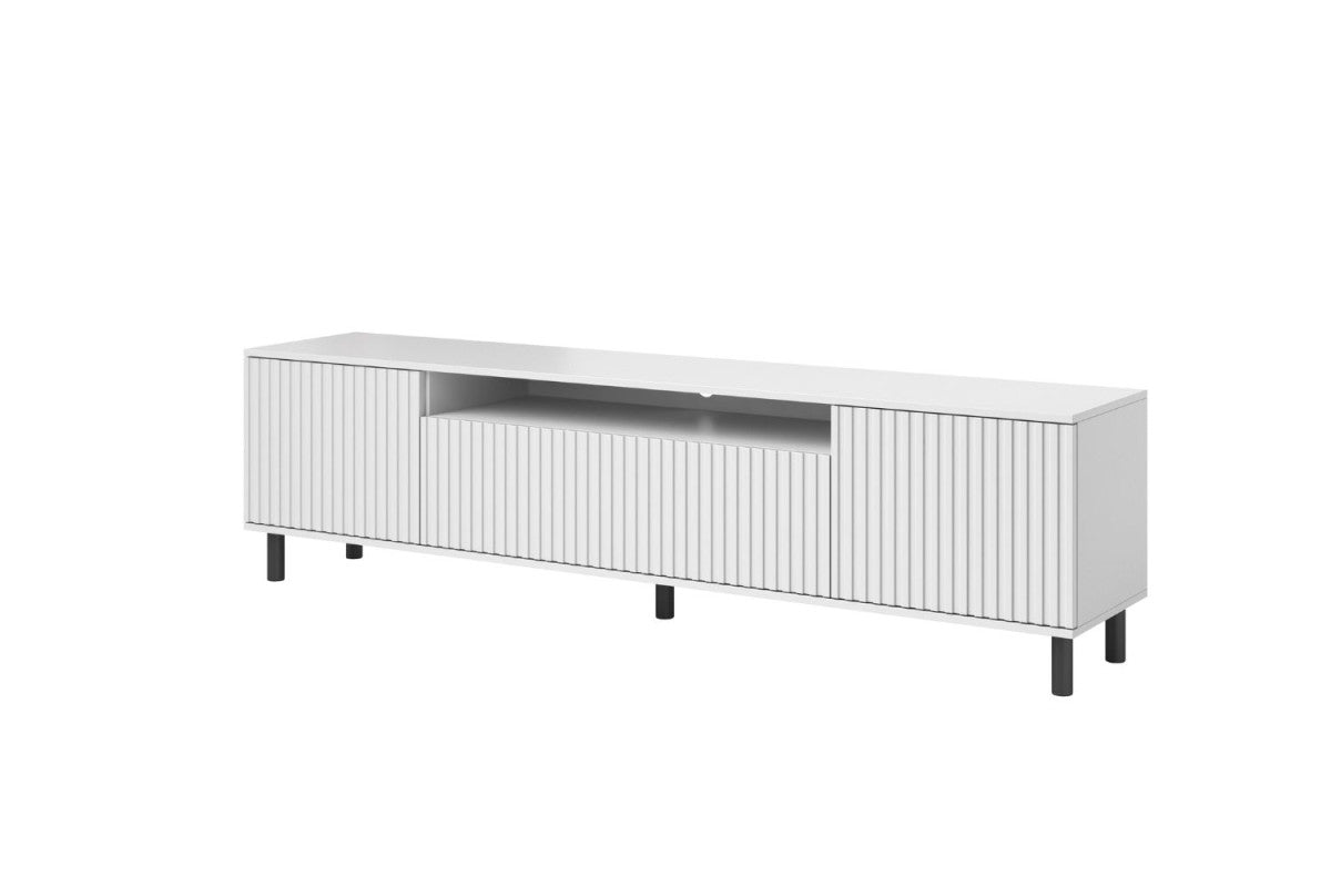 TV staliukas Agnes 200 su 12 cm metalinėmis kojelėmis - balta, galerijos nuotrauka 1