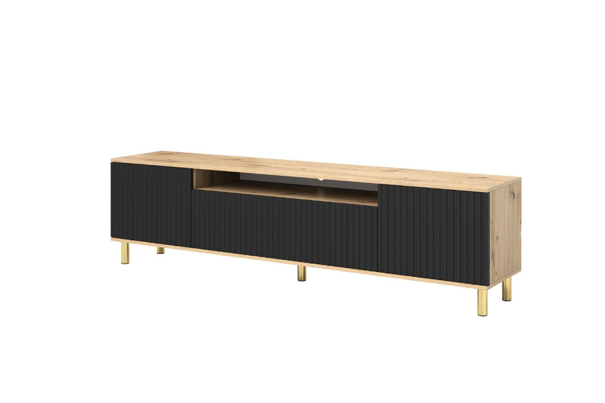 TV staliukas Agnes 200 su 12 cm metalinėmis kojelėmis - artisan ąžuolas / juoda, galerijos nuotrauka 3