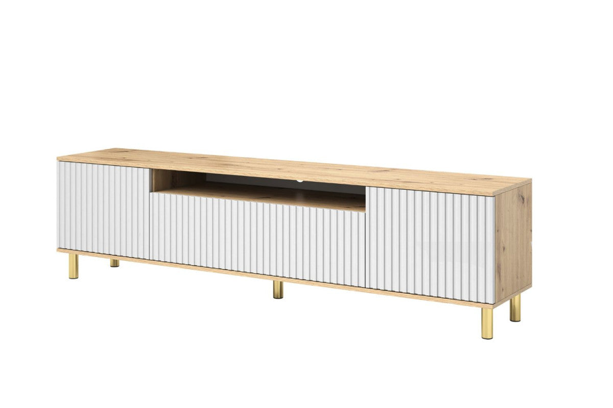 TV staliukas Agnes 200 su 12 cm metalinėmis kojelėmis - artisan ąžuolas / balta, galerijos nuotrauka 1