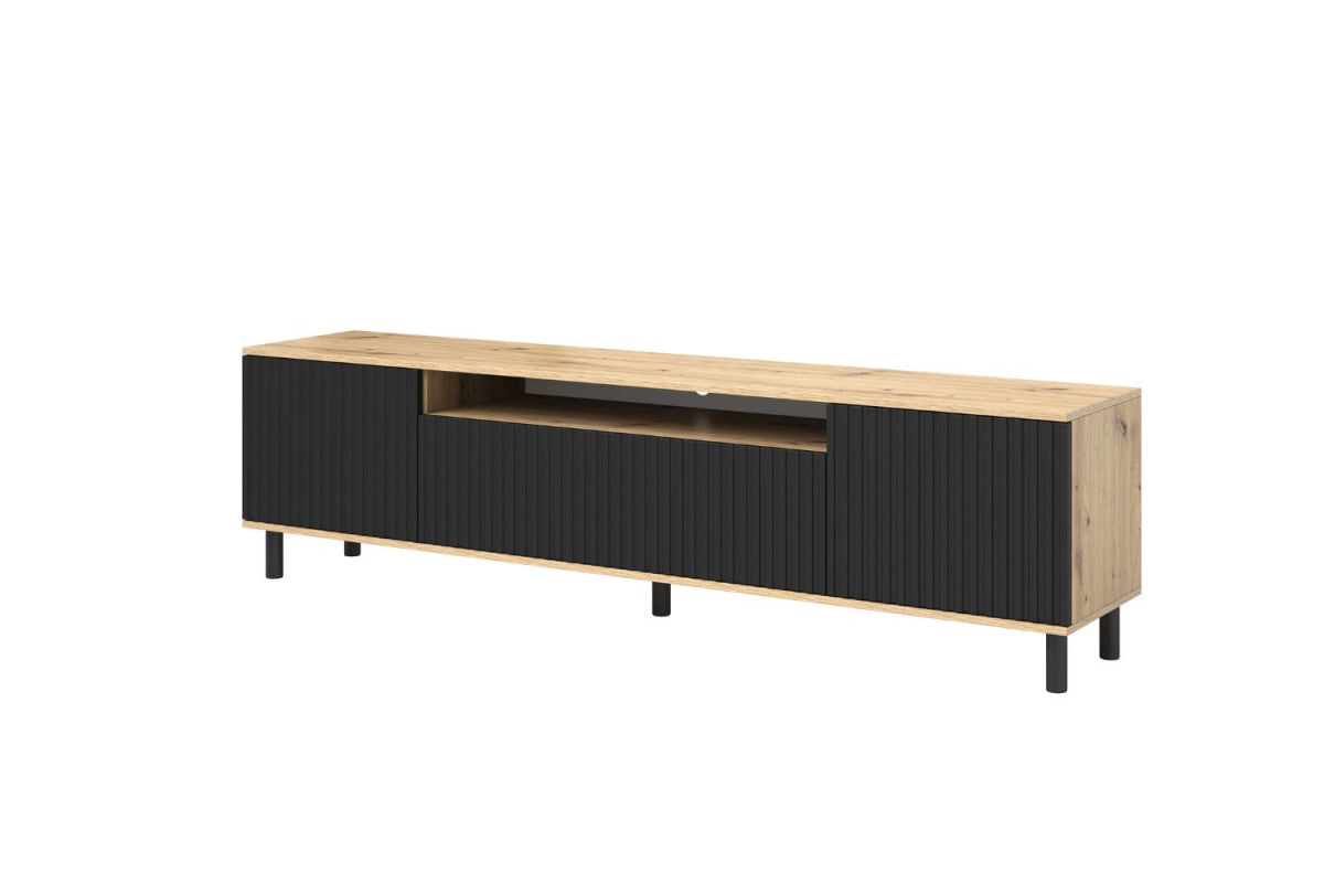 TV staliukas Agnes 200 su 12 cm metalinėmis kojelėmis - artisan ąžuolas / juoda, galerijos nuotrauka 1