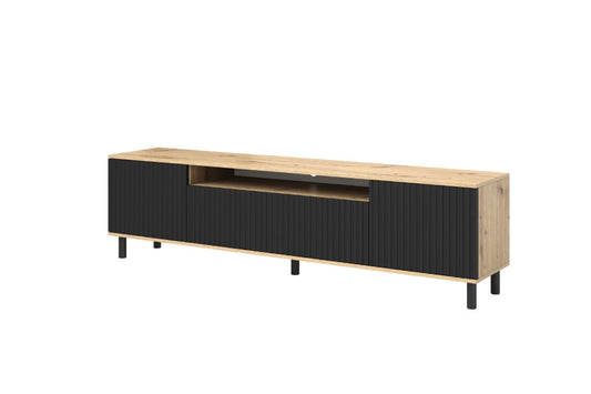 TV staliukas Agnes 200 su 12 cm metalinėmis kojelėmis - artisan ąžuolas / juoda, galerijos nuotrauka 1