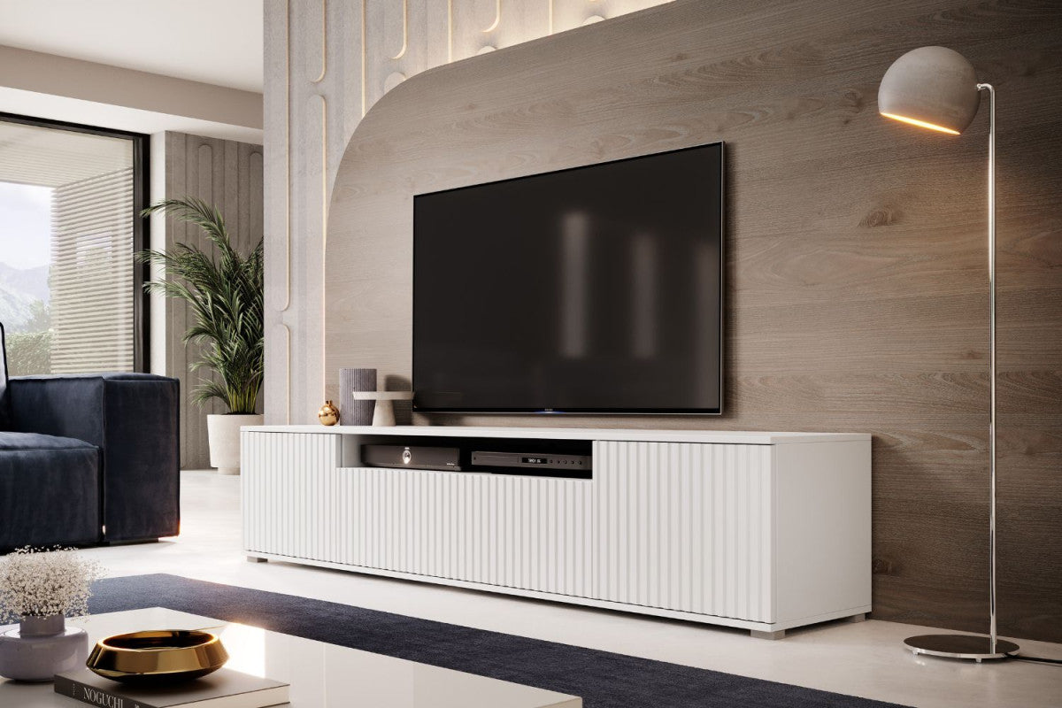 TV staliukas Agnes 200 su žemomis kojelėmis - balta, galerijos nuotrauka 2