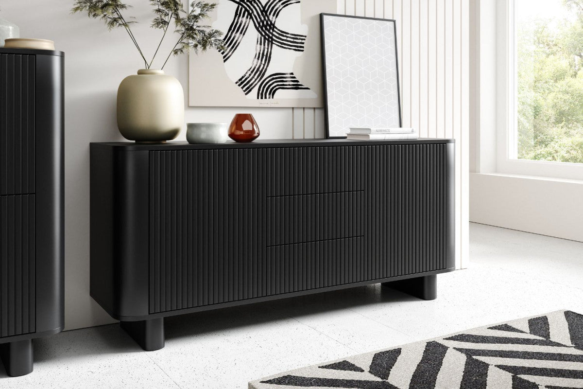 Svetainės komplektas Trenza - komoda 2D3S ir TV 220 - juodas, galerijos nuotrauka 3