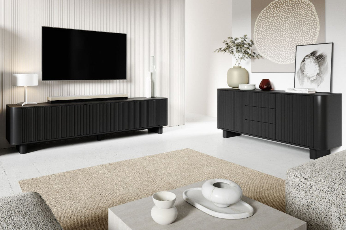 Svetainės komplektas Trenza - komoda 2D3S ir TV 220 - juodas, pagrindinė nuotrauka