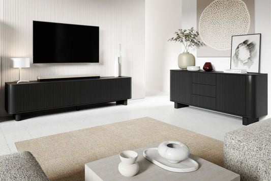 Svetainės komplektas Trenza - komoda 2D3S ir TV 220 - juodas, pagrindinė nuotrauka